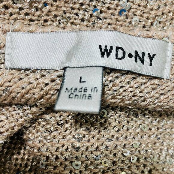 WD NY Sparkle Sweater Size L Casual Slouchy Sequins Chic Lux Elegant Blush Beige - Picture 3 of 10